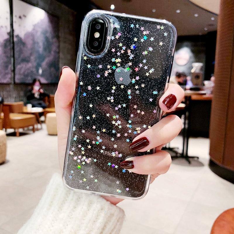 Clear Star Bling Glitter Phone Case For iPhone Max XR X –