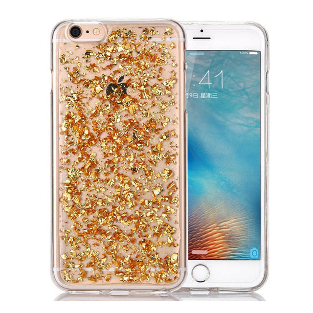 Golden Glitter Foil Marble Phone Case For iPhone X XS Max XR 7 8 6 6s Pluscases - Kalsord