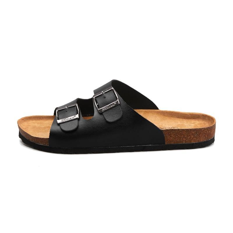 Men's Open Toe Sandal- Black, Whitesandals - Kalsord