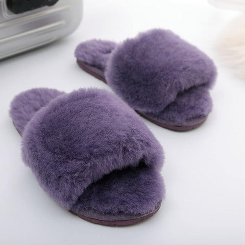 Women's Fluffy Faux Fur Wool Slipper- 8 ColorsSlippers - Kalsord