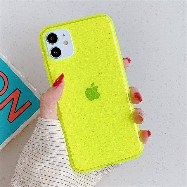 Neon Fluorescent Shining Phone Case For iPhone 11 Pro Max X XR X Max Soft TPU Solid Color Clear Back Cover For iPhone 7 8 Plus