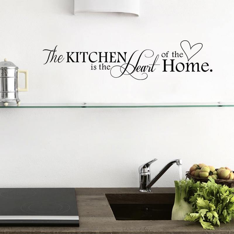 PVC Removable Wall Sticker | Kitchen is Heart of the Home Letter Pattern Home Decor DIY Wall art - Kalsord