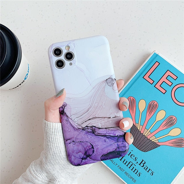 Matte Abstract Watercolor Marble Texture Blend Phone Case For iPhone 11 11Pro Max X XR XS Max 7 8 Plus