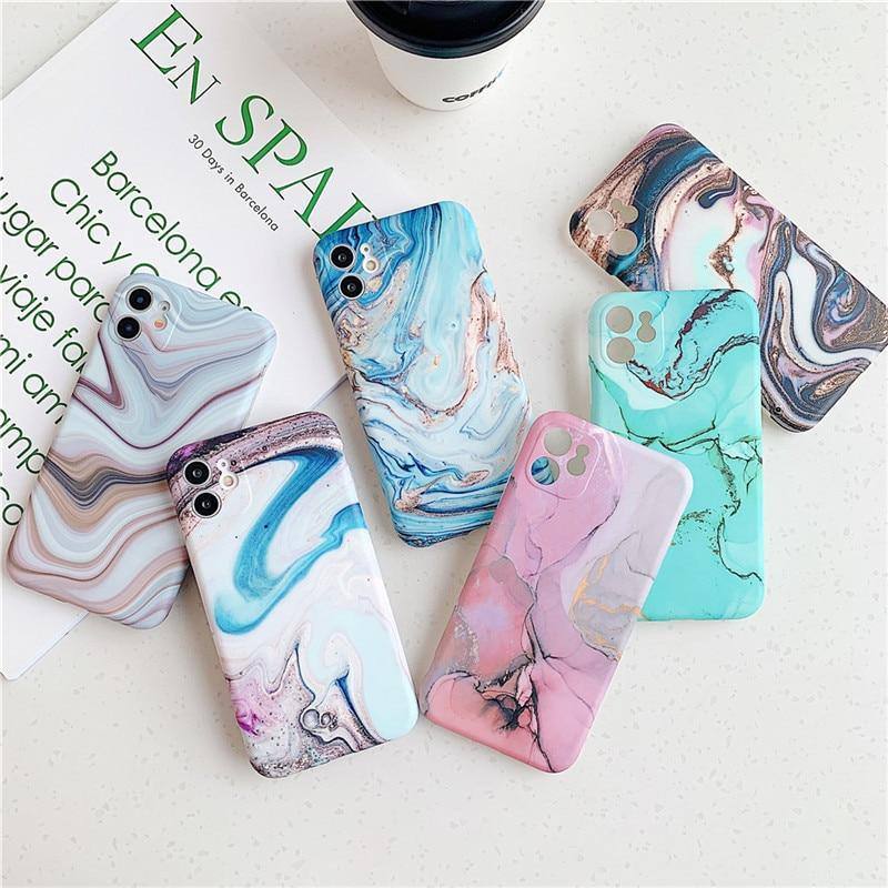 Soft Matte Abstract Watercolor Marble Texture Blend Phone Case For iPhone 11 11Pro Max X XR XS Max 7 8 Plus