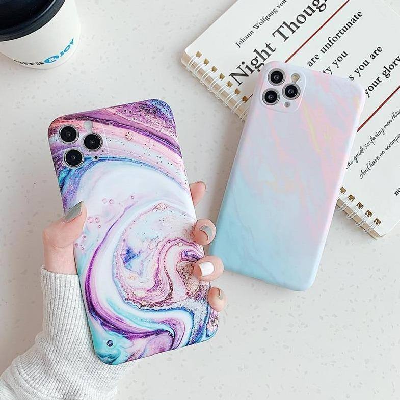 Matte Abstract Watercolor Marble Texture Blend Phone Case For iPhone 11 11Pro Max X XR XS Max 7 8 Plus