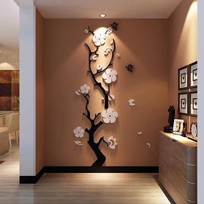 3D Acrylic Plum Flower Wall Stickers Bedroom | Living Room | Background DIY Art Wall Decor - Kalsord