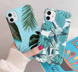 Blue Turquoise Retro Leaf Case/Cover For iPhone
