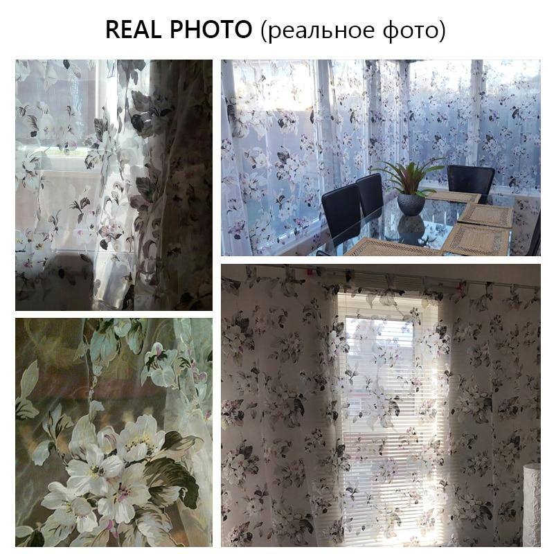 Elegant Ready-Made Custom Flower Floral Voile | Sheer | Tulle Curtains for Living Room Bedroom Kitchen Door Window Home Decor - Kalsord
