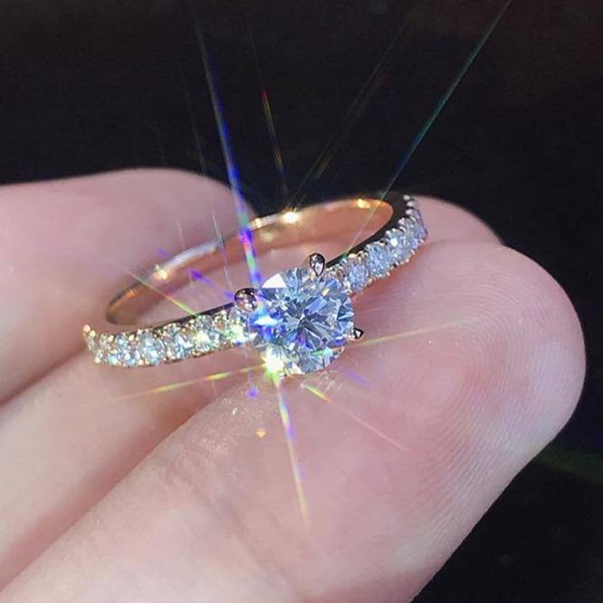 Shiny Silver S925 Diamond Zircon Ring for Women - Kalsord
