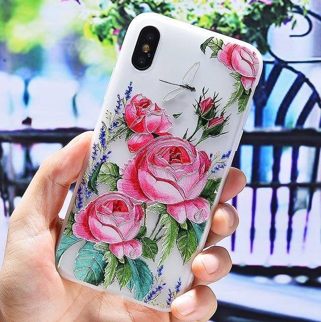 3D Silicone Floral Phone Case For iPhone X XR XS MAX 7 8 6 Pluscases - Kalsord
