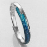 Bright Blue Shining River Emerald Ring s925 Silver