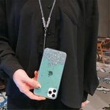Chain Necklace Lanyard Phone Case For iPhone 11 Pro Max X XS XR Xs Max 6 6S 7 8 Plus Glitter Bling Clear Soft TPU Covercases - Kalsord