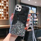Chain Necklace Lanyard Phone Case For iPhone 11 Pro Max X XS XR Xs Max 6 6S 7 8 Plus Glitter Bling Clear Soft TPU Covercases - Kalsord