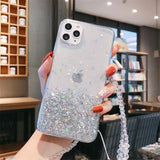 Chain Necklace Lanyard Phone Case For iPhone 11 Pro Max X XS XR Xs Max 6 6S 7 8 Plus Glitter Bling Clear Soft TPU Covercases - Kalsord