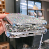 Chain Necklace Lanyard Phone Case For iPhone 11 Pro Max X XS XR Xs Max 6 6S 7 8 Plus Glitter Bling Clear Soft TPU Covercases - Kalsord