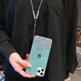 Chain Necklace Lanyard Phone Case For iPhone 11 Pro Max X XS XR Xs Max 6 6S 7 8 Plus Glitter Bling Clear Soft TPU Covercases - Kalsord