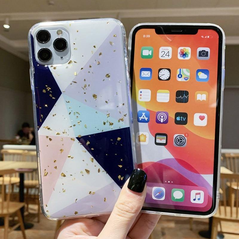 Geometric Marble Glitter Confetti/Foil Phone Case/Cover For iPhone 11 Pro Max X XS XR Xs Max 6 6s 7 8 Pluscases - Kalsord