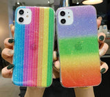 Glitter Bling Rainbow Phone Case For iPhone 11 Pro Max X XR Xs Max Hard PC Colorful Shining Case For iPhone 6 6s 7 8 Plus