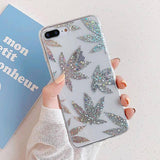 Glitter Golden Leaf Transparent Case For iPhone 11 Pro X XS Max XR 8 7 Plus 11cases - Kalsord