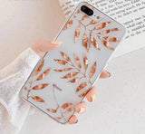 Glitter Golden Leaf Transparent Case For iPhone 11 Pro X XS Max XR 8 7 Plus 11cases - Kalsord