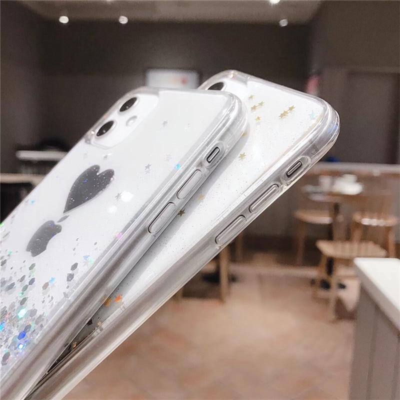 Clear Golden Foil | Glitter Love Heart Phone Case/Cover For iPhone 11 Pro Max X XR Xs Max 6 6s 7 8 PlusCases - Kalsord