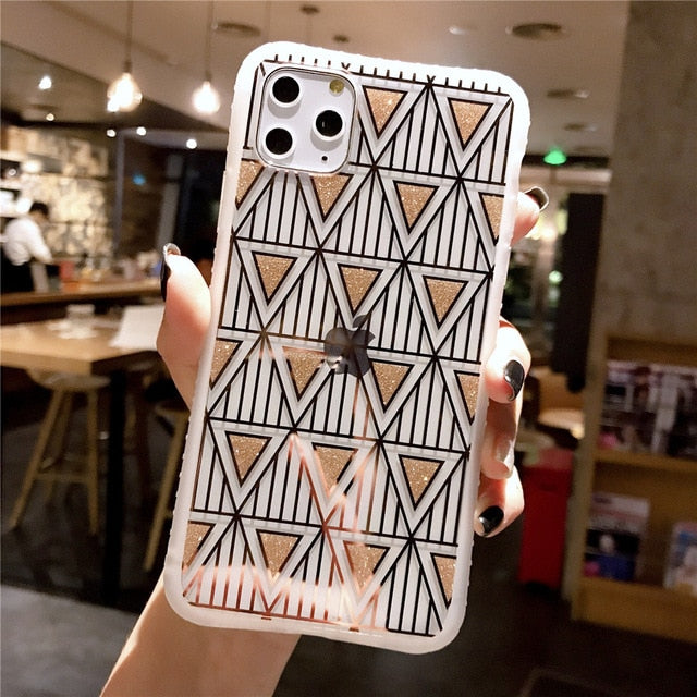 Triangular Glittering Geometric Pattern Phone Case/Cover For iPhone 7 8 Plus 11 Pro Max X XR Xs Maxcases - Kalsord
