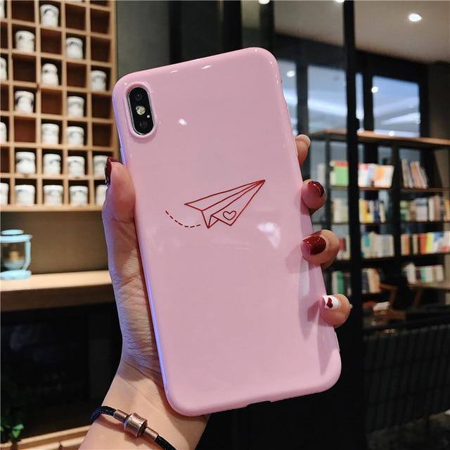Cartoon Paper Plane Phone Case For iPhone XS Max XR X 6 6s 7 8 Pluscases - Kalsord