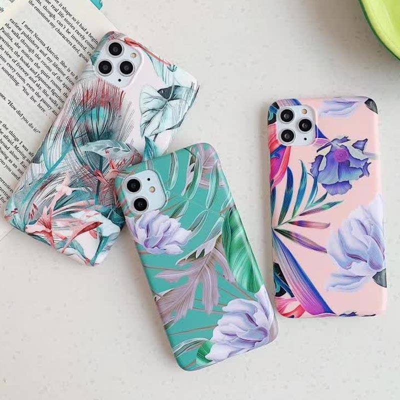 Retro Floral Leaves Cases Cover For iPhone 11 Pro Max X XS XR Xs Max Soft IMD Silicone Cover For iPhone 6 6S 7 8 Pluscases - Kalsord