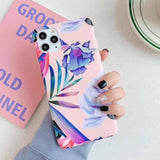Retro Floral Leaves Cases Cover For iPhone 11 Pro Max X XS XR Xs Max Soft IMD Silicone Cover For iPhone 6 6S 7 8 Pluscases - Kalsord