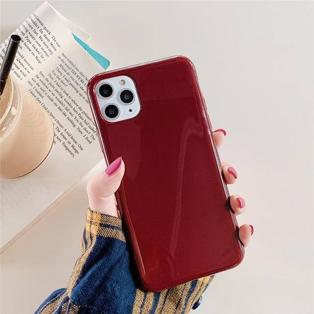 Simple Glossy Solid Color Phone Case For iPhone 11 Pro Max X XS XR Xs Max Glossy Soft TPU Back Cover For iPhone 6 6s 7 8 Pluscases - Kalsord