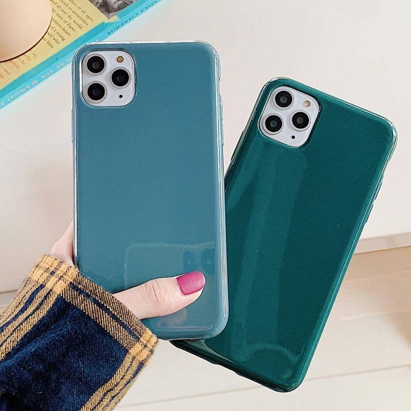Simple Glossy Solid Color Phone Case For iPhone 11 Pro Max X XS XR Xs Max Glossy Soft TPU Back Cover For iPhone 6 6s 7 8 Pluscases - Kalsord