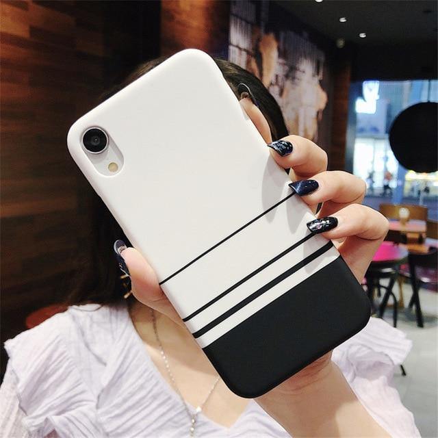 Simple Stripe Grid Phone Case For iPhone X 8 7 Plus XR XS Max 6 6S PlusCases - Kalsord
