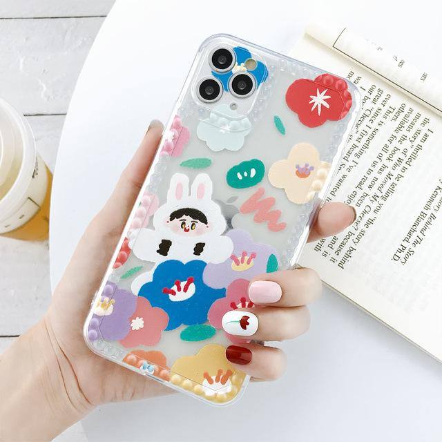 Colorful Cartoonish Transparent Flower Phone Case For iPhone SE 2020 11 Pro Max X XS XR Xs Max 7 8 Plus