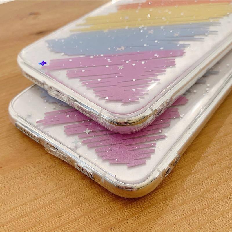 Transparent Glitter Bling Phone Case For iPhone 11 Pro Max X XR Xs Max Soft TPU Colorful Cover For iPhone 6 6s 7 8 Pluscases - Kalsord