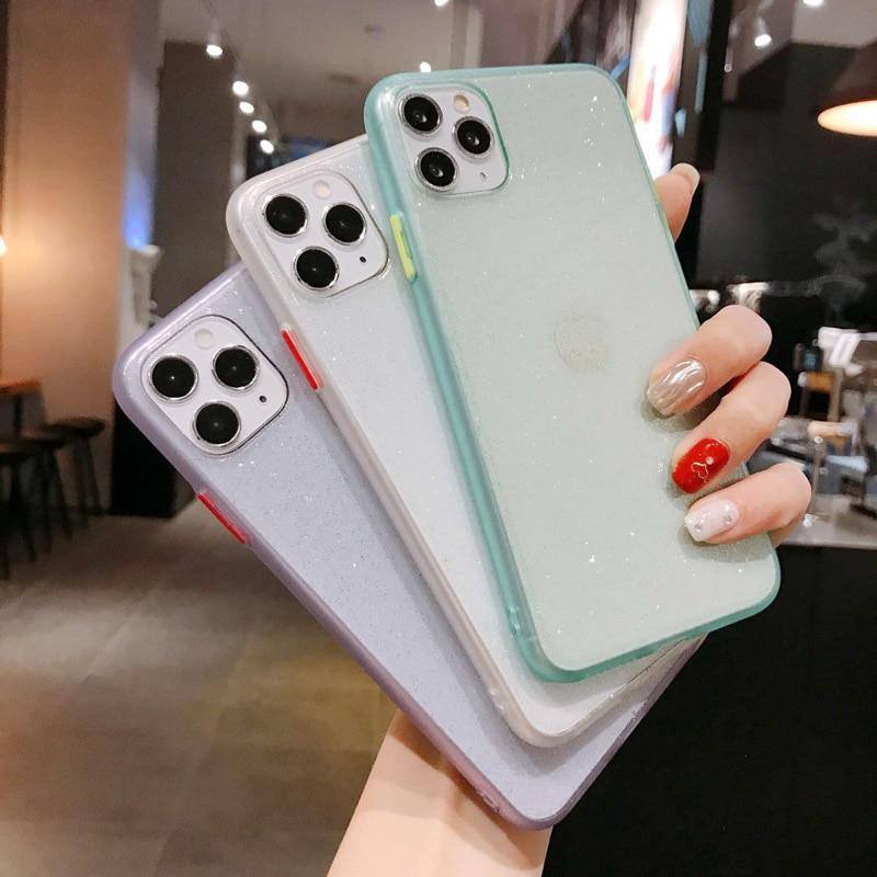 Transparent Glittering Phone Case For iPhone X XS XR Xs Max 11 Pro Max 7 8 Plus