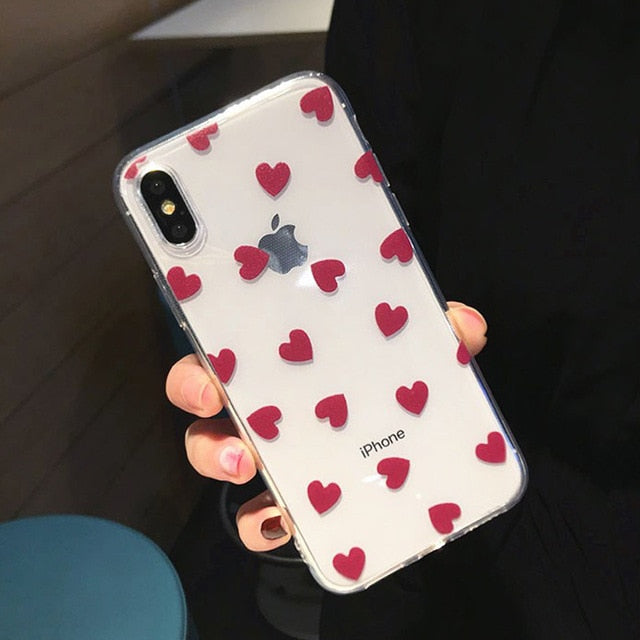 Transparent Hearts Silicon Case For iPhone 6 S 7 8 Plus XS Max XR XCases - Kalsord