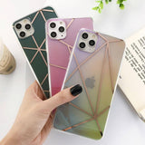Geometric Clear/Transparent Gradient Phone Case/Cover For iPhone 11 Pro Max X XS XR Xs Max 7 8 Plus