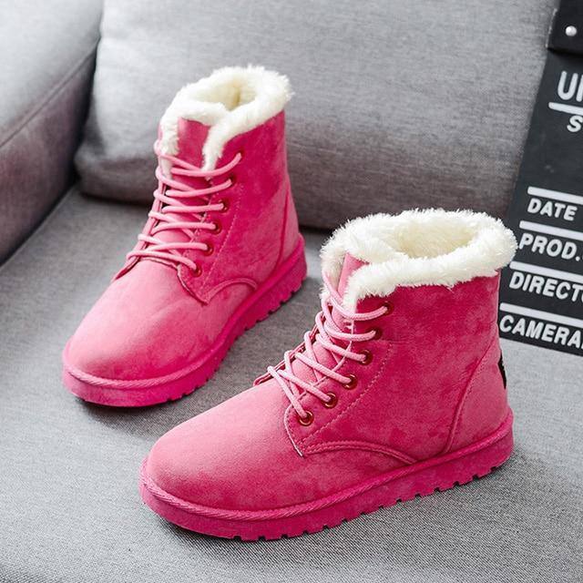 Women's Winter Snow Cotton Plush Boots 2019 | New Cute Warm Lace-Up Mid-Calf Boots For Ladies - Kalsord