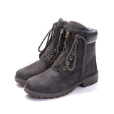 Women's Stylish Lace-Up Winter Ankle Boots- Pink, Brown, Silver, Grey, Black - Kalsord