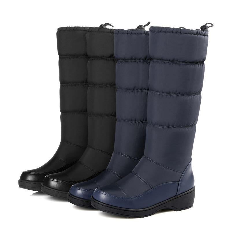 Women's Mid-Calf Snow Boot- Black, Blue, White - Kalsord