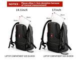 Backpack w/ USB Port & Laptop Pocket- Black grey, Greybags - Kalsord