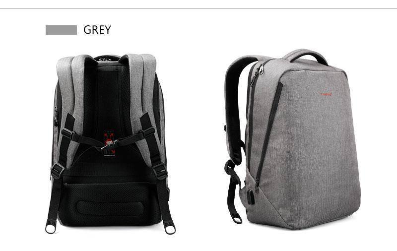 Backpack w/ USB Port & Laptop Pocket- Black grey, Greybags - Kalsord