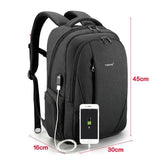 Men's Multi-function Slim 15.6in Backpack w/ USB Port & Laptop Pocket- Black Grey, Grey