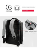 Men's Anti Theft 15.6in Backpack w/ USB Port 15.6 & Laptop Pocket- Black, GreyBackpack - Kalsord