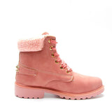 Women's New Lace Up Winter Boot- Grey, Pink, Yellow - Kalsord