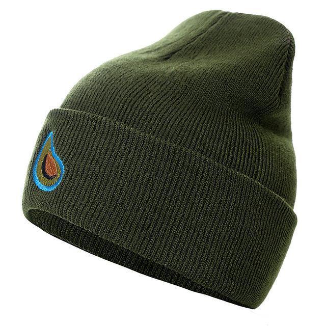 Embroidered knitted Beanie- Black & GreenBeanies - Kalsord