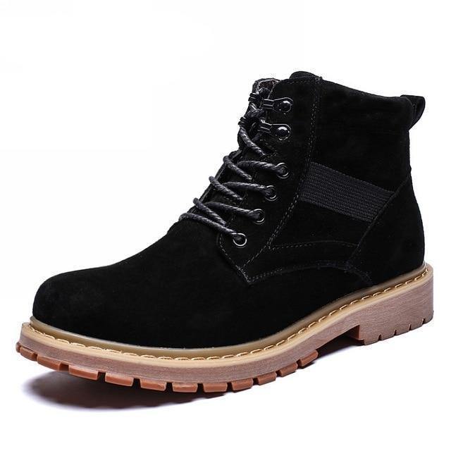 Men's Genuine Winter Leather Boots- Black, Grey, Brown - Kalsord